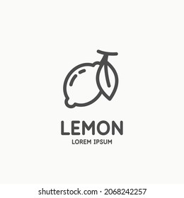 Ilustración limón en un estilo plano lineal. Imagen aislada en un fondo claro. Icono del vector. Un elemento para el diseño.