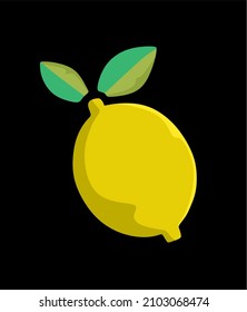 lemon illustration on black background