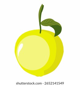 Lemon illustration,lemon with leaf,lemon flat design