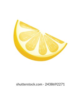 Lemon. An image of a slice of lemon. Fresh tropical fruit. Yellow lemon. Vector illustration isolated on a white background