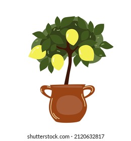 Lemon indoor tpee for interior home and office, cartoon flat vector element design.