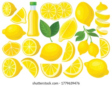 Lemon isolated cartoon set icon.Vector illustration citrus fruit on white background .Cartoon vector set icon lemon.