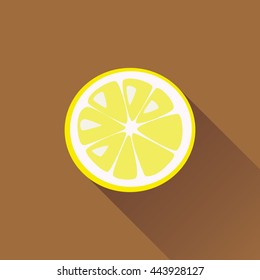 lemon isolated on brown background with shadow