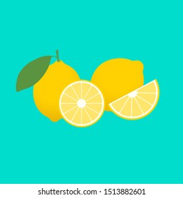 lemon isolated on green background. 