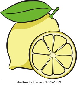 Lemon isolated on white background. Vector illustration.