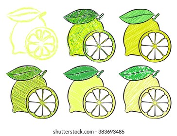 Lemon isolated on the white background. Vector illustration.