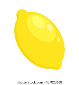 Lemon isolated on white. Editable element for your design. Grocery store assortment, healthy nutrition. For icons, ad, infographics. Part of series of fruits and vegetables in flat style. Vector