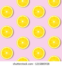 Lemon Isolated Pink Background With Gradient Mesh, Vector Illustration