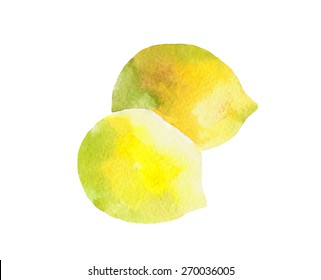 lemon isolated watercolor on white background