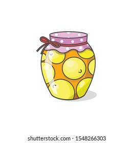 Lemon jam as a gift from beloved grandmother. Vector drawing is intended for use in children's illustration or as part of complicated layouts.