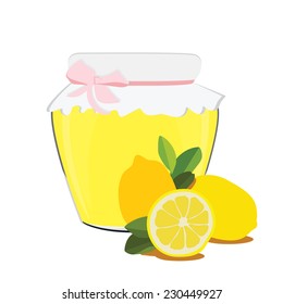 Lemon jam, lemon jam isolated, lemon fruit, conserve, jar jam