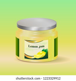 Lemon jam in jar vector illustration
