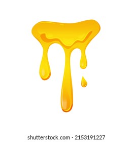 Lemon jelly or honey drops. Flowing yellow viscous liquid. Vector illustration on a white isolated background.