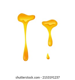 Lemon jelly or honey drops. Flowing yellow viscous liquid. Vector illustration on a white isolated background.