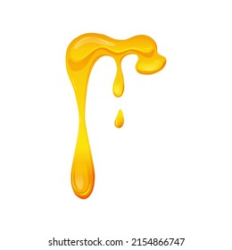 Lemon jelly or honey drops. Flowing yellow viscous liquid. Vector illustration on a white isolated background.