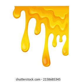 Lemon jelly or honey drops. Flowing yellow viscous liquid. Vector illustration on a white isolated background.
