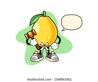 Lemon judge with speech bubble cartoon. Mascot Character vector.