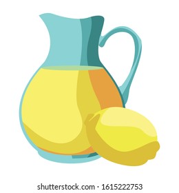 lemon and jug icon over white background, vector illustration