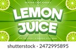 Lemon juice 3d editable text effect Template suitable for fresh fruit theme