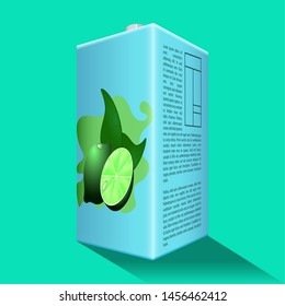 Lemon juice box on a colored background - Vector