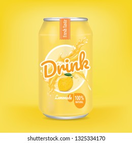 Lemon juice cans.illustration vector