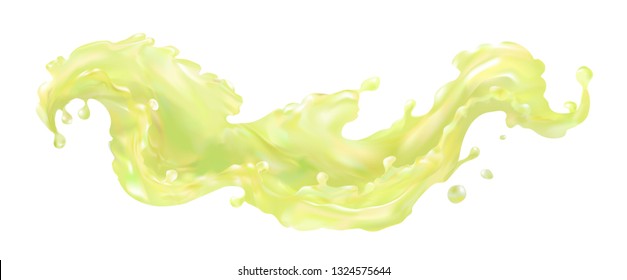 Lemon juice citrus splash wave in vector 3D realistic. Lemonade, fresh.