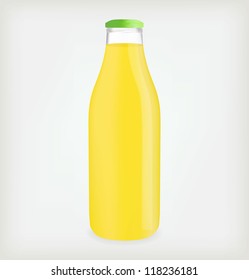 Lemon juice close bottle. Vector