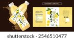 Lemon juice drink label design, lemon juice soft drink label design. bottle vector Energy drink label design. Fruit juice label bottle mockup template design