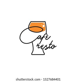 lemon juice drink logo with clean simple line art style - food drink restauran cafe and bar logo