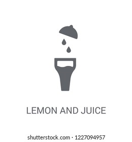 lemon and juice drop out icon. Trendy lemon and juice drop out logo concept on white background from Nature collection. Suitable for use on web apps, mobile apps and print media.