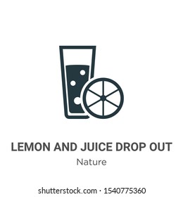 Lemon and juice drop out vector icon on white background. Flat vector lemon and juice drop out icon symbol sign from modern nature collection for mobile concept and web apps design.