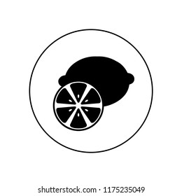 Lemon and juice drop outline icon in circle, logo on white background