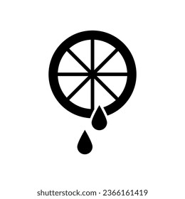 Lemon and juice drop vector icon. Natural Vitamin C flat icon on white background..eps
