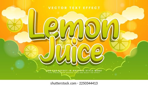 Lemon juice editable text style effect with paper cut style.