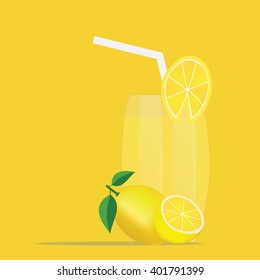 Lemon juice glass vector