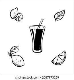 lemon juice hand drawn doodle illustration