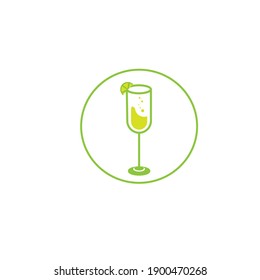 lemon juice icon, glass illustration, vector design outline