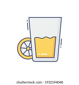 Lemon juice Line Icon Isolated On White Background