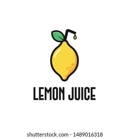 Lemon Juice logo. Fresh lemon fruits on summer season. Summer fruit
