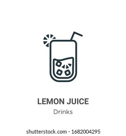 Lemon juice outline vector icon. Thin line black lemon juice icon, flat vector simple element illustration from editable drinks concept isolated stroke on white background