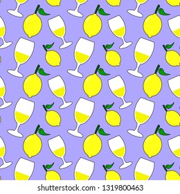 lemon juice seamless pattern with blue background