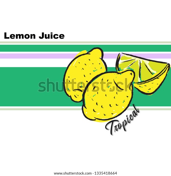 レモンジュースのスローガンtシャツのグラフィック 水彩レモンイラスト ストライプと手描き印刷デザイン ベクトール のベクター画像素材 ロイヤリティ フリー