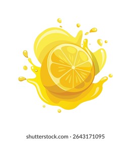 Lemon Juice Splash Vector on White Background 
