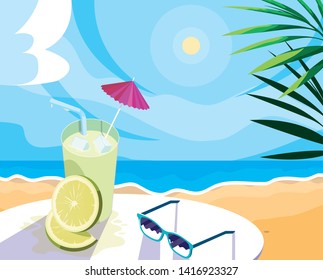 lemon juice with umbrella and straw design