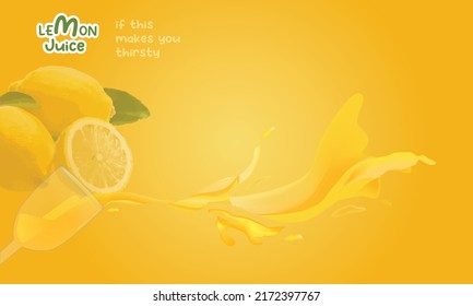 lemon juice vector background, food banner yellow ,sweet yellow fruit.
