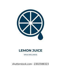 lemon juice vector icon. lemon juice, fruit, lemon filled icons from flat spa  wellness concept. Isolated black glyph icon, vector illustration symbol element for web design and mobile apps