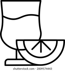 Lemon Juice Vector Line Icon Design
