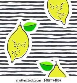 Lemon juicy fruit. Vector illustration of seamless pattern.