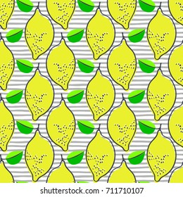 Lemon juicy fruit. Vector illustration of seamless pattern.