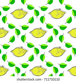 Lemon juicy fruit. Vector illustration of seamless pattern.